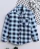 Fourfolds Cotton Blend Woven Full Sleeves Checked Shirt - Blue