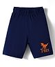 Kookie Kids Single Jersey Knit Above Knee Length Shorts With Dino Print - Navy Blue