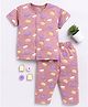 Clt.s Cotton Knit Half Sleeves Donuts Printed Coordinating Night Suit Set - Brown