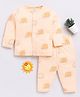 Clt.s Cotton Knit Full Sleeves Sun Printed Coordinating Night Suit Set - Peach