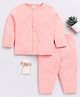 Clt.s Cotton Knit Full Sleeves Mini Polka Dots Printed Coordinating Night Suit Set - Peach