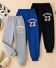 Googo Gaaga Cotton Knit Pack Of 3 San Francisco Text Printed Joggers - Grey Royal Blue & Black