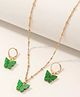 Yu Fashions Butterfly Charm High Fashion Earring & Pendent Set- Green - 9. 2 g