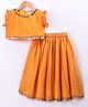 M'andy Georgette Woven Frill Sleeves Bandhani Designed Gota Lace Embellished Coordinating Lehenga Choli Set - Orange