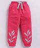 Kidcity Cotton Knit Leaf Printed Joggers - Pink