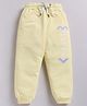 Kidcity Cotton Knit Happy Text Printed Joggers - Light Lemon