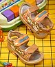 KATS Giraffe Patch Detailed Musical Velcro Closure Sandals - Tan