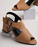 Shoetopia Solid With Buckle Closure Block Heel Sandals - Tan