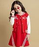 OLLINGTON ST. 100% Cotton Full Sleeves Bomber Jacket & Inner Knit Dress - Red