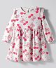 Bonfino 100% Cotton Knit Full Sleeves Frock With Cherry Print  - White