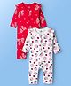 Doodle Poodle 100% Cotton interlock Knit Full Sleeves Rompers With Strawberry Print Pack Of 2 - Red & White