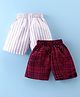 Rikidoos Pack Of 2 Striped & Checked Boxers - White & Maroon