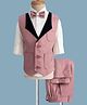Rikidoos Full Sleeves Colour Blocked 3 Piece Party Suit Set With Bow - Pink & White