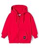 Kookie Kids Super Premium Heavy Gauge Terry Knit Full Sleeves Hooded SweatJacket with Patch Detailing & Kangaroo Pocket - Red