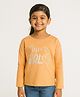 JusCubs Cotton Knit Full Sleeves Super Girl Text Foil Printed Tee - Peach
