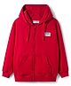 Kookie Kids Super Premium Heavy Gauge Terry Knit Full Sleeves Hooded SweatJacket with Patch Detailing & Kangaroo Pocket - Red