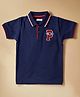 PURPLE UNITED KIDS Cotton Woven Half Sleeves Brand Name Patch Detailed Polo Tee - Navy Blue