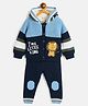 JWAAQ Cotton Knit Full Sleeves I M Little King Text Designed Hooded Sweater With Pant Set - Indigo & Light Blue
