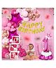 Shopperskart 1st birthday decortions kit Items for girl |First birthday decirtaions kit |one Balloon box |-Pink-Pack of 83
