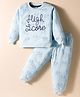 Smarty Boys 100% Cotton Knit Full Sleeves T-Shirt & Lounge Pants Set With Text Print - Light Blue