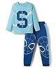 Pine Kids Marvel Single Jersey Knit Full Sleeves T-Shirt & Joggers Set with Spider Man Graphic - Blue