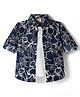 Rikidoos Full Sleeves Abstract Printed Shirt With Attached Tee - Navy Blue & White