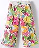UCB 100% Cotton Knit Full Length Flared Track Pant with Floral Print - White