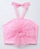Taffykids Net Knit Sleeveless Rose Applique Detailed Halter Neck Crop Top - Pink