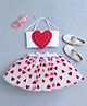 TINY MINY MEE Satin Woven Sleeveless Butterfly Applique Detailed Top & Skirt Set - Red