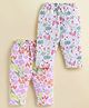 Biskid Cotton Knit Pack Of 2 Floral & Flamingoes Printed Capris - White Violet & White Pink