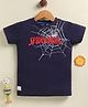 Biskid Cotton Knit Marvel Featuring Half Sleeves Spiderman Back Printed Tee - Navy Blue