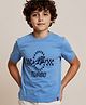 tiny toonzzz Cotton Knit Half Sleeves Turbo Text Printed Tee - Light Blue