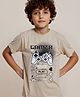 tiny toonzzz Cotton Knit Half Sleeves Gamer Text Printed Tee - Beige