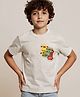 tiny toonzzz Cotton Knit Half Sleeves Skateboard Printed Tee - Beige