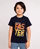 tiny toonzzz Cotton Knit Half Sleeves Faster Text Printed Tee - Navy Blue