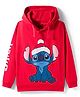 Pine Kids Disney Terry Knit Full Sleeves Hooded Sweatshirt with Lilo & Stitch Graphic - Red