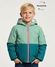 Cherry Crumble By Nitt Hyman Woven Full Sleeves Colour Blocked Light Winter Hooded Reversible Jacket - Green