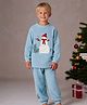 Cherry Crumble By Nitt Hyman Knit Full Sleeves Snowman Patch Detailed Winter Tee & Pajama Set - Sky Blue