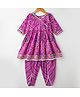 Teentare Cotton Woven Three Fourth Sleeves Bandhani Printed Kurta Patiala Set - Purple