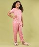 tweeny mini Cotton Woven Half Sleeves Floral Printed Night Suit Set - Peach