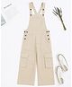 tweeny mini 100% Pure Cotton Woven Sleeveless Solid  Dungaree - Beige