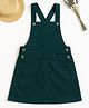 tweeny mini 100% Pure Cotton Woven Sleeveless Solid Pinafore Dress - Teal Green
