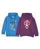 The Mom Store Cotton Blend Knit Pack Of 2 Full Sleeves Animal Printed Light Winter  Hooded Sweatshirts - Purple & Blue