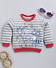 Wonderchild Full Sleeves Striped & Baby Animal Printed Light Winter Sweatshirt - Dull White
