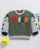 Wonderchild Full Sleeves Wild Text Patch Detailed Light Winter Sweatshirt - Olive Green