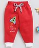 Wonderchild Fleece Woven Rocket Patch Detailed Joggers - Red