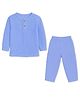 Mom's Home Organic Cotton Knit Full Sleeves Textured Tee & Pant Set - Blue