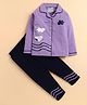 Polka Tots Cotton Woven Full Sleeves Fish Printed Night Suit Set - Purple