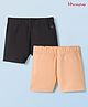 Honeyhap Premium Cotton Knit Solid Cycling Shorts With Bio Finish Pack of 2 - Apricot Illusion & Black Beauty