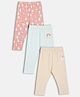 MINI KLUB Cotton Knit Pack Of 3 Birds Printed Leggings - Blue & Pink